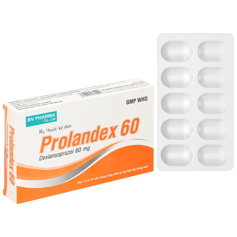 Prolandex 60 điều trị viêm thực quản, trào ngược dạ dày - thực quản (2 vỉ x 10 viên) - 